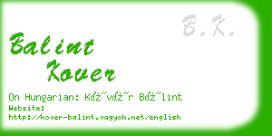 balint kover business card